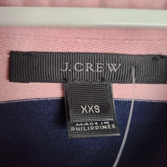 J Crew Always Rugby Dress NWT Women XXS Pink Navy Striped Long Sleeve J0518 - Picture 2 of 6
